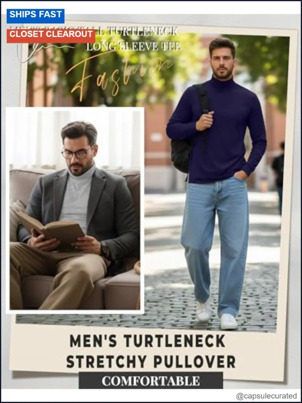 Men's Turtleneck Long Sleeve Thermal Base Layer Undershirt 4 Pack